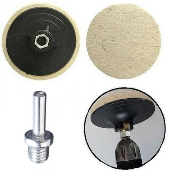 Don Yağı Mavi Katı Cila Polisaj Parlatma Metal 1 Kg + Polisaj Keçesi 115 Mm + Matkap Aparatı M14 - 2