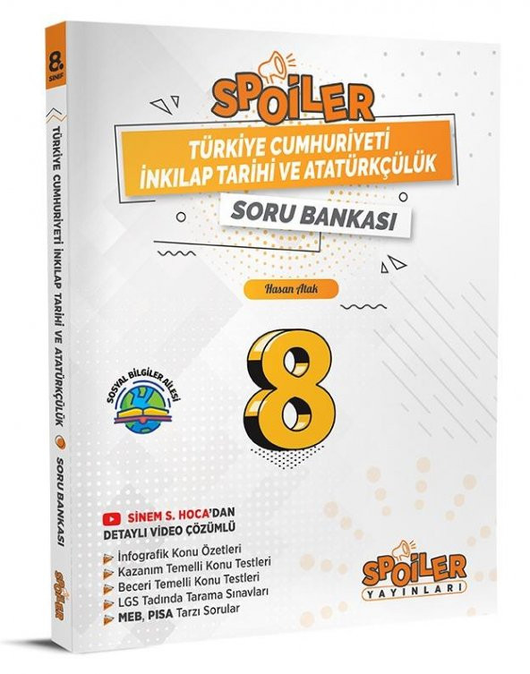 Spoiler Yayınları 8. Sınıf Lgs İnkılap Tarihi Soru Bankası 2023