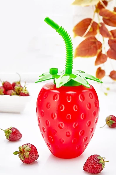 Çilek Pipetli Suluk | Çilek Şeklinde Eğlenceli Suluk TOPTANBULURUM -81152