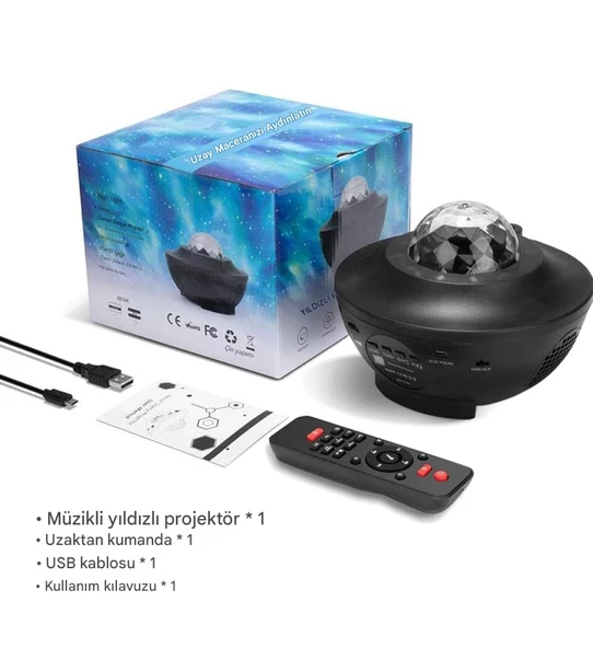 QASUL Bluetooth + USB Hoparlör Lazer Işıklı Sese Duyarlı Renkli Disko Parti Lambası - 6