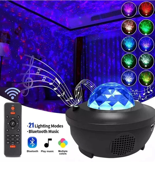 QASUL Bluetooth + USB Hoparlör Lazer Işıklı Sese Duyarlı Renkli Disko Parti Lambası - 2