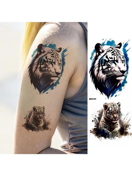 Hayal Sepeti Geçici Dövme 9,5x19CM Tattoo Minimal Tattoo Aksesuar Şık  KAPLAN MODELİ - 2