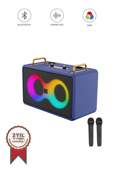 Torima M4403 Mavi Taşınabilir Karaoke Mikrofonlu Bluetooth Hoparlör