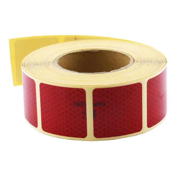 Tüvtürk Onaylı Kırmızı Kesik Reflektörlü Bant Gece Parlayan En 5 cm 10 Mt İkaz Fosforlu Reflektif - Resim 5