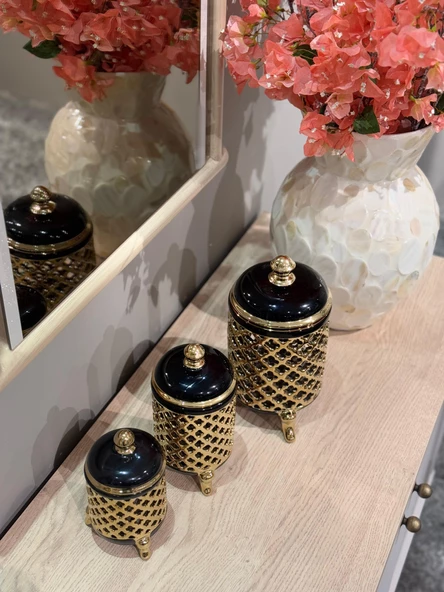 Roy King Azra Kavanoz 3'lü Set Siyah - 4