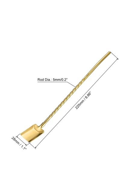 6'lı Gold Pipetli Latte Kaşığı Kokteyl Kaşığı Ve Temizleme Fırçası, 22 Cm Kürek Model - 3