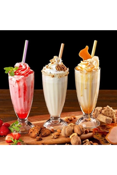 6'lı Paslanmaz Gold Pipetli Latte Kaşığı Kokteyl Kaşığı Ve Temizleme Fırçası, 22 Cm Yaprak Model - Resim 4