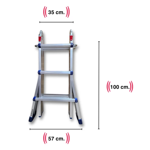 Endokon 300 cm. 10 Basamak A ve I Tipi Katlanıp Uzayabilen Mini Dev Alüminyum Merdiven - 2