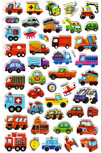 Sticker Kabartmalı Yaldızlı Stiker Çıkartma Etiket (DE606)-16x25 cm- Taşıt araba Helikopter