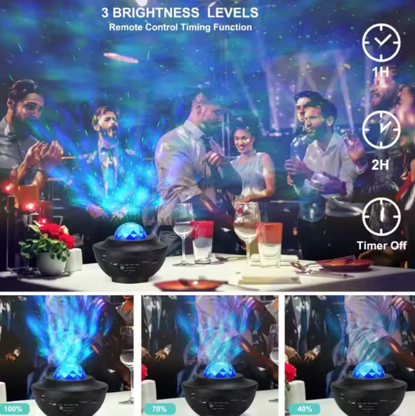 Galaxy Projektör Bluetooth Hoparlör Ios & androıd Parti Yılbaşı İçin Gece Lambası - 6