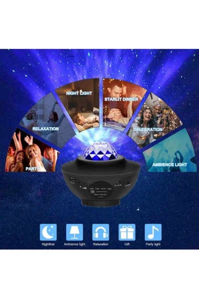 Galaxy Projektör Bluetooth Hoparlör Ios & androıd Parti Yılbaşı İçin Gece Lambası - 3