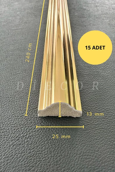 Dekoratif Polistren 15 Adet 2,5 Cm Gold Duvar Çıtası