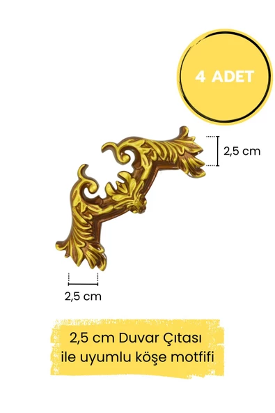 Dekoratif Polimer 2,5 cm Duvar Çıtası Uyumlu Köşe Motifi