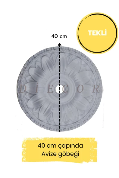 Dekoratif Boyanabilir Polimer 40 cm Avize Göbeği