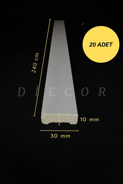 Dekoratif Boyanabilir 20 Adet 3 cm Polistren Duvar Çıtası