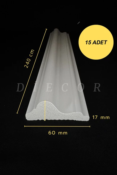 Dekoratif Boyanabilir 15 Adet 6 cm Eğimli Polistren Duvar Çıtası