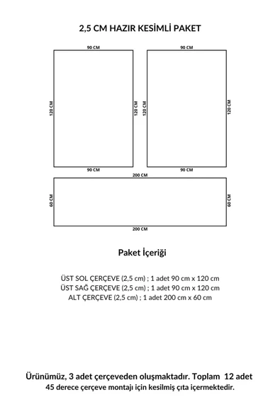 Dekoratif Boyanabilir Montaja Hazır 2.5cm Duvar Çıtası Kolay Uygulanır Gönyeli Kesilmiş - 2