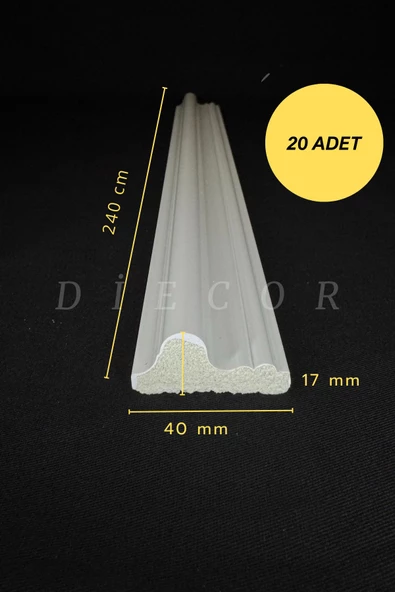 Dekoratif Boyanabilir 20 Adet 4 cm Eğimli Polistren Duvar Çıtası