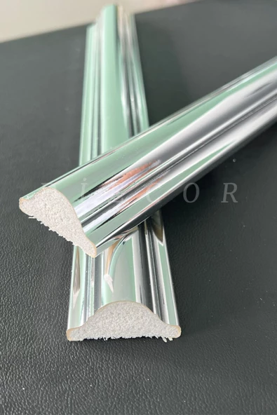 Dekoratif Polistren 10 Adet 4 Cm Gümüş Duvar Çıtası - 5