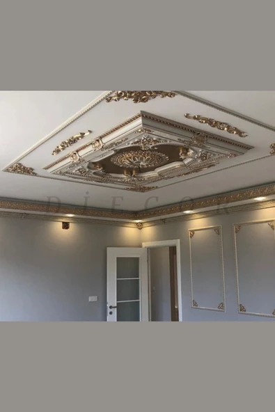 Dekoratif Boyanabilir Polimer 40 cm Avize Göbeği - 5