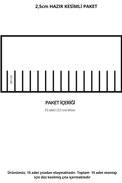 Dekoratif Boyanabilir Montaja Hazır 2.5cm Duvar Çıtası Kolay Uygulanır Gönyeli Kesilmiş - Resim 2