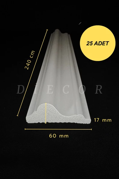 Dekoratif Boyanabilir 25 Adet 6 cm Eğimli Polistren Duvar Çıtası