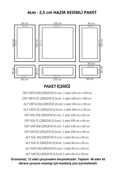 Boyanabilir Dekoratif Özel Hazır Kesim 4 cm ve 2.5 cm Duvar Çıtası - 2