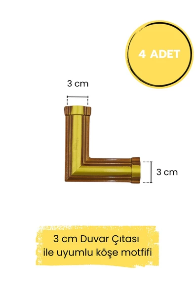 Dekoratif Boyanabilir Polimer 3 cm Duvar Çıtası Uyumlu Köşe Motifi