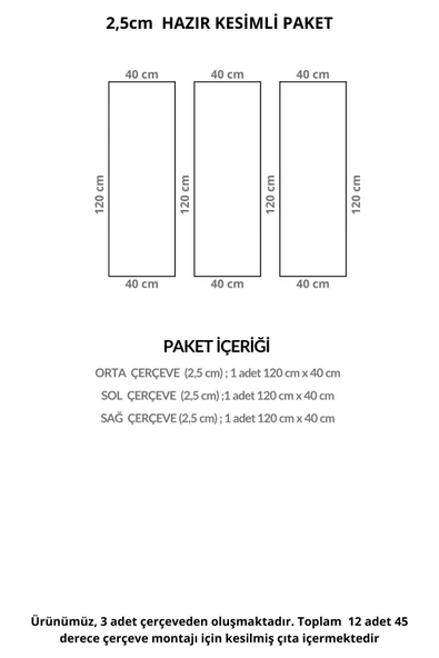 Boyanabilir Dekoratif Özel Hazır Kesim 2,5 cm Duvar Çıtası - 2