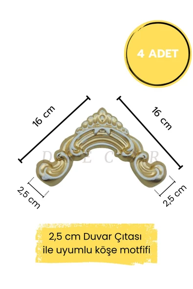 Dekoratif Polimer 2,5 cm Duvar Çıtası Uyumlu Köşe Motifi