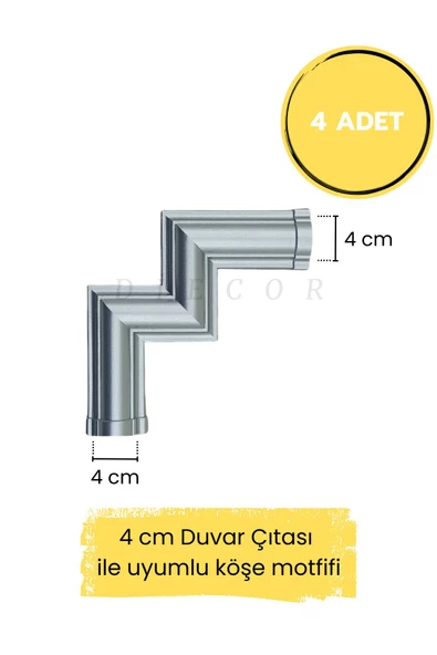Dekoratif  Polimer 4 cm Duvar Çıtası Uyumlu Köşe Motifi