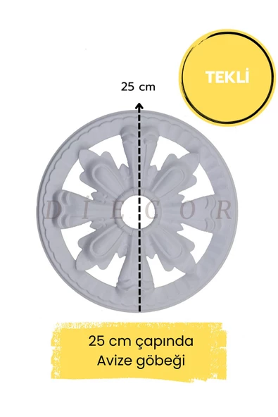 Dekoratif  Boyanabilir Polimer 25 cm Avize Göbeği