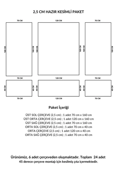 Dekoratif Boyanabilir Montaja Hazır 2.5cm Duvar Çıtası Kolay Uygulanır Ustalık Gerekmez DIY - Resim 2