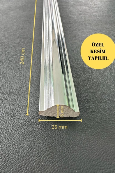 Dekoratif Boyanabilir Polistren 1 adet Gümüş 2,5 cm Duvar Çıtası