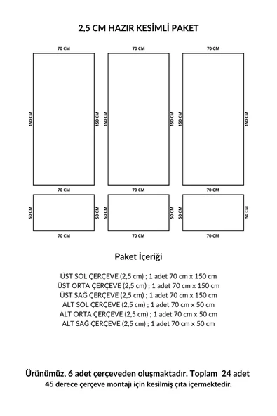Dekoratif Boyanabilir Montaja Hazır 2.5cm Duvar Çıtası Kolay Uygulanır Ustalık Gerekmez DIY - 2