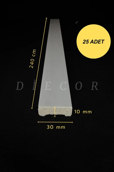 Dekoratif Boyanabilir 25 Adet 3 cm  Polistren Duvar Çıtası