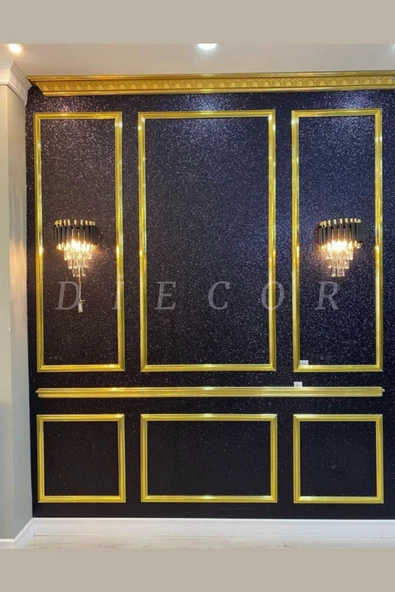 Dekoratif Polistren 10 Adet 2,5 Cm Gold Duvar Çıtası - Resim 5