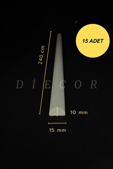 Dekoratif Boyanabilir 15 Adet 1,5 cm  Polistren Duvar Çıtası ürün görseli