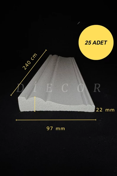Dekoratif Boyanabilir 25 Adet 9 cm Polistren Süpürgelik