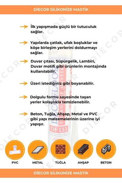 Silikonize Mastik 20 Adet x 500gr Yüksek Yapışma Gücüne Sahip - 3