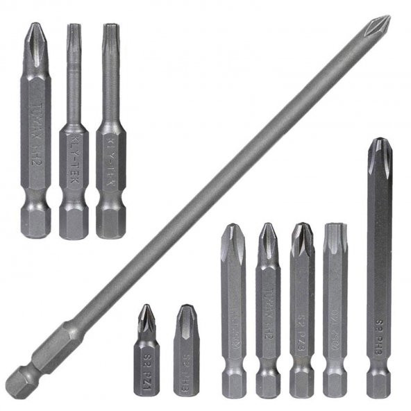 Klytek Matkap Bits Uç Vidalama Ucu Düz Yıldız Torx Uç (11 Parça) - 3