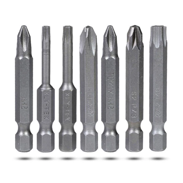 Klytek Matkap Bits Uç Vidalama Ucu Düz Yıldız Torx Uç (7 PARÇA) - 3