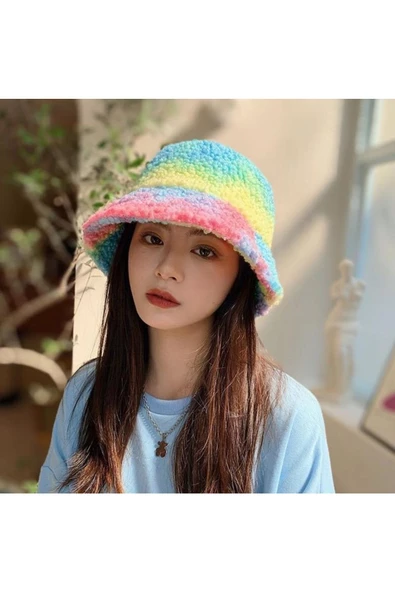 NETAVANTAJ Sıcacık Polar Balıkçı Model Gökkuşağı Şapka - 2