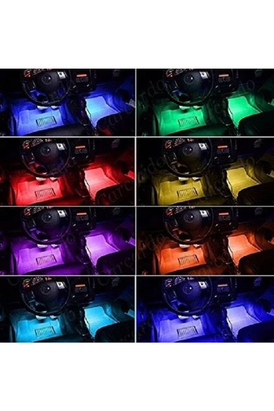 NETAVANTAJ Araç İçi Ayak Altı Ambiyans Şerit 8 Renkli Kumandalı LED Işık - Resim 2