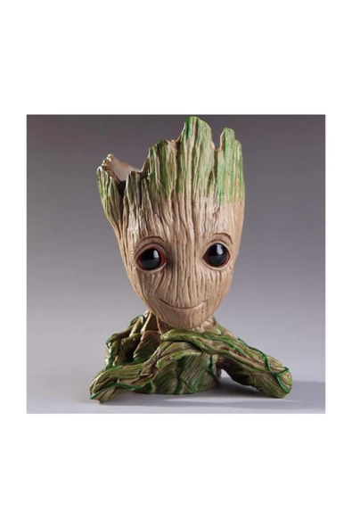 NETAVANTAJ Galaksinin Koruyucuları Baby Groot Figür Elleri Çenesinde Saksı Kalemlik Pla Büyük 15 cm - 2