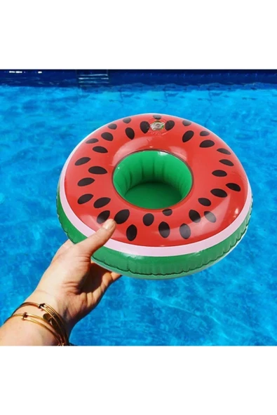 NETAVANTAJ Karpuz Dilimi Havuz Deniz Şişme Bardak Tutucu Float Bar - 3