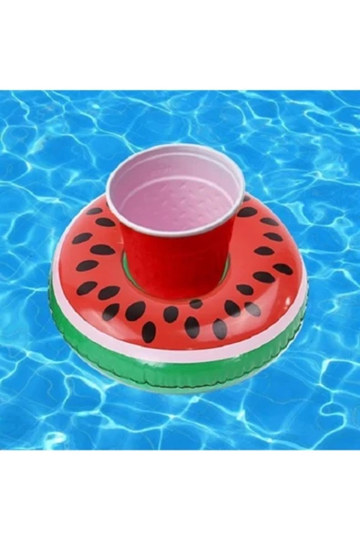 NETAVANTAJ Karpuz Dilimi Havuz Deniz Şişme Bardak Tutucu Float Bar - 2