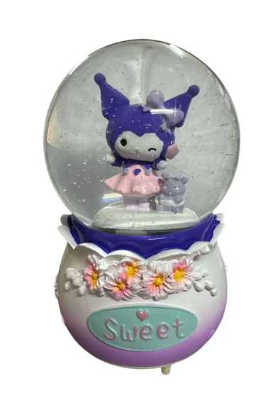 NETAVANTAJ Kuromi Sweet Göz Kırpan Müzikli Işıklı Püskürtmeli Büyük Boy Kar Küresi - 1