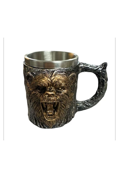 NETAVANTAJ Mitolojik Yırtıcı Ayı Figürlü Çelik Kupa - Resim 2