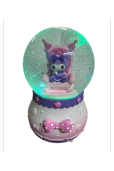 NETAVANTAJ Kuromi Kurdele Oturan Işıklı Müzikli Dönen Büyük Boy Kar Küresi - 2